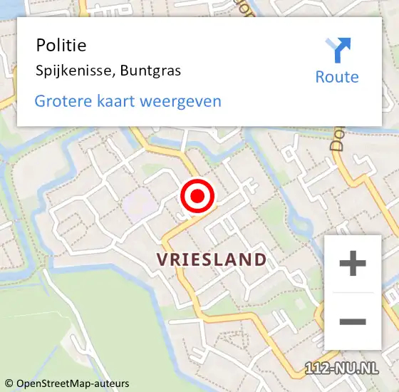 Locatie op kaart van de 112 melding: Politie Spijkenisse, Buntgras op 8 april 2024 02:04