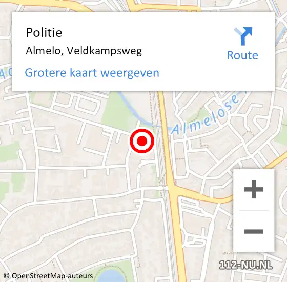 Locatie op kaart van de 112 melding: Politie Almelo, Veldkampsweg op 8 april 2024 02:49