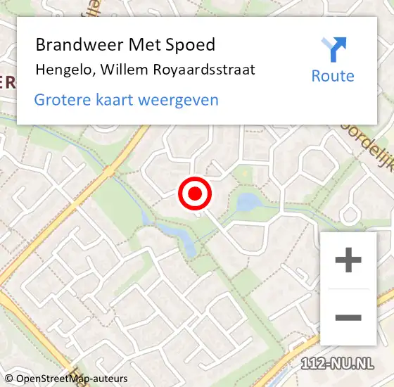 Locatie op kaart van de 112 melding: Brandweer Met Spoed Naar Hengelo, Willem Royaardsstraat op 8 april 2024 04:13