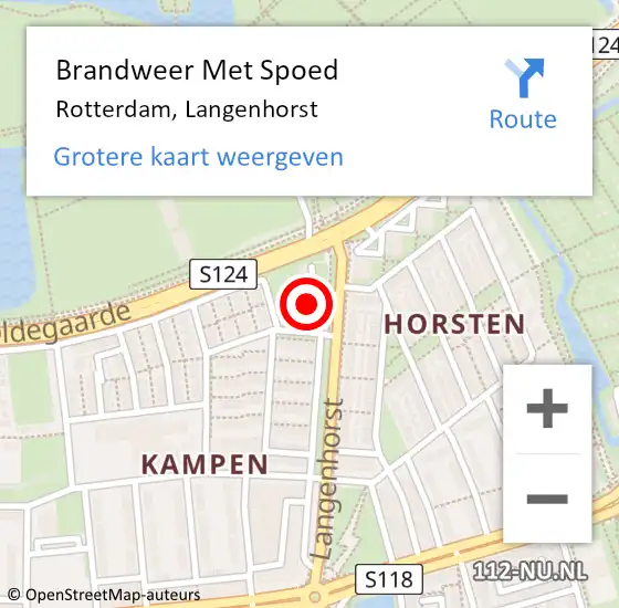 Locatie op kaart van de 112 melding: Brandweer Met Spoed Naar Rotterdam, Langenhorst op 8 april 2024 04:53