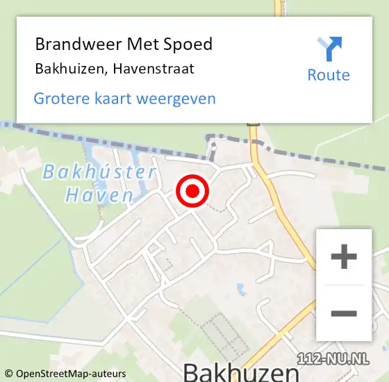 Locatie op kaart van de 112 melding: Brandweer Met Spoed Naar Bakhuizen, Havenstraat op 8 april 2024 05:20