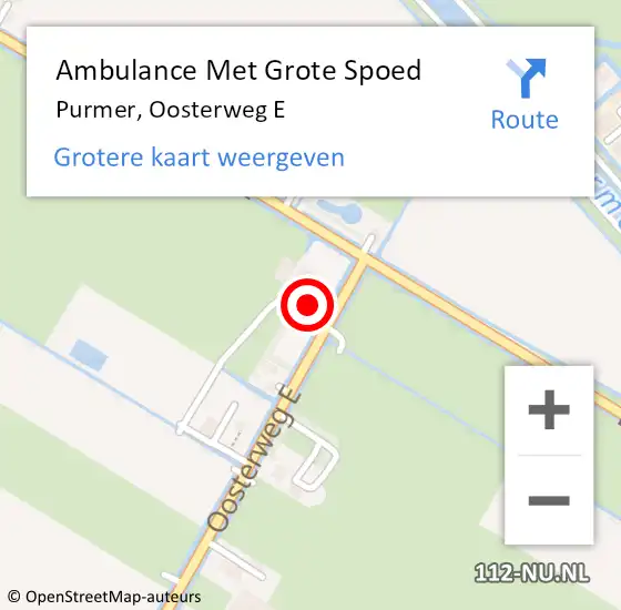 Locatie op kaart van de 112 melding: Ambulance Met Grote Spoed Naar Purmer, Oosterweg E op 8 april 2024 06:18