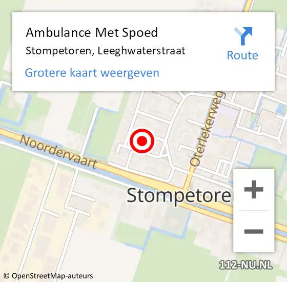 Locatie op kaart van de 112 melding: Ambulance Met Spoed Naar Stompetoren, Leeghwaterstraat op 8 april 2024 06:46