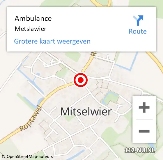 Locatie op kaart van de 112 melding: Ambulance Metslawier op 8 april 2024 06:51