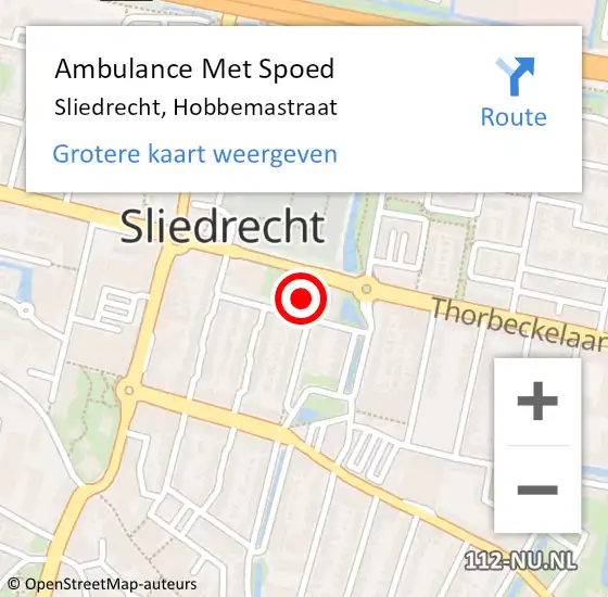 Locatie op kaart van de 112 melding: Ambulance Met Spoed Naar Sliedrecht, Hobbemastraat op 8 april 2024 07:14
