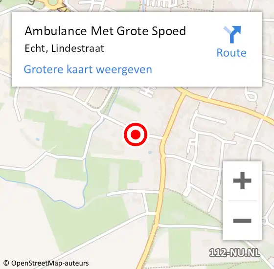 Locatie op kaart van de 112 melding: Ambulance Met Grote Spoed Naar Echt, Lindestraat op 8 april 2024 07:37