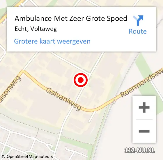 Locatie op kaart van de 112 melding: Ambulance Met Zeer Grote Spoed Naar Echt, Voltaweg op 8 april 2024 07:38