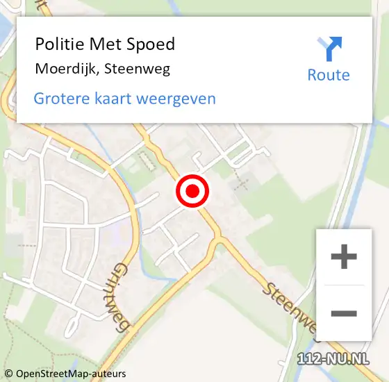 Locatie op kaart van de 112 melding: Politie Met Spoed Naar Moerdijk, Steenweg op 8 april 2024 07:46