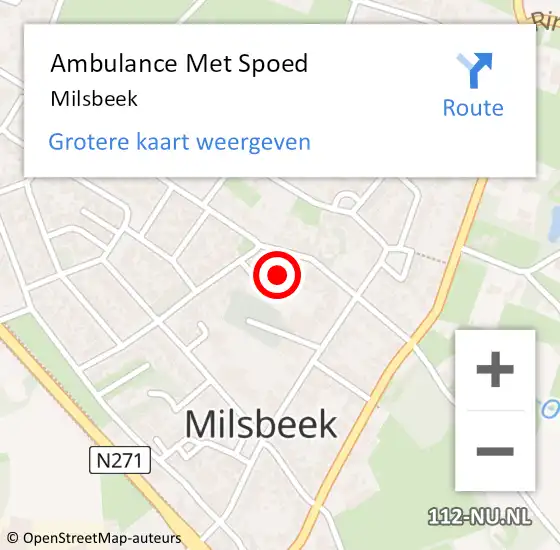 Locatie op kaart van de 112 melding: Ambulance Met Spoed Naar Milsbeek op 8 april 2024 07:56