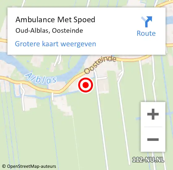 Locatie op kaart van de 112 melding: Ambulance Met Spoed Naar Oud-Alblas, Oosteinde op 8 april 2024 08:08