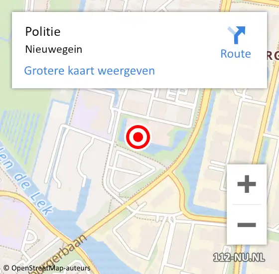 Locatie op kaart van de 112 melding: Politie Nieuwegein op 8 april 2024 08:25