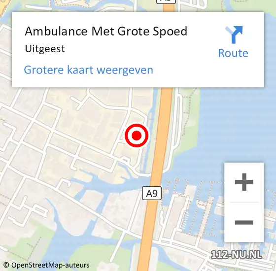 Locatie op kaart van de 112 melding: Ambulance Met Grote Spoed Naar Uitgeest op 8 april 2024 09:01