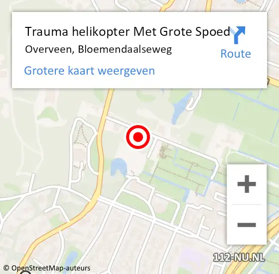 Locatie op kaart van de 112 melding: Trauma helikopter Met Grote Spoed Naar Overveen, Bloemendaalseweg op 8 april 2024 09:06