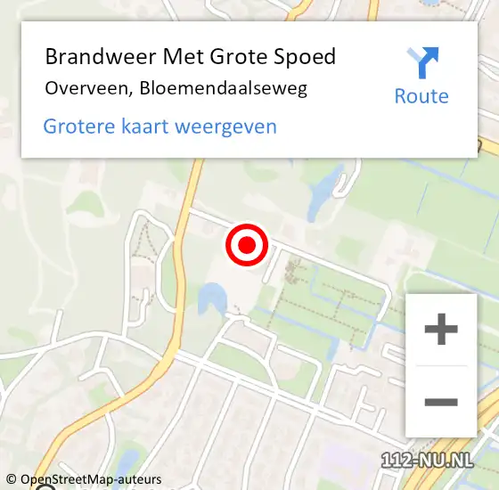 Locatie op kaart van de 112 melding: Brandweer Met Grote Spoed Naar Overveen, Bloemendaalseweg op 8 april 2024 09:15