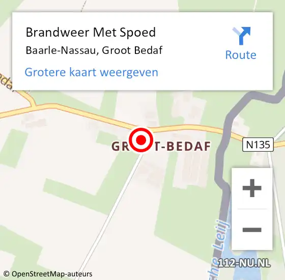 Locatie op kaart van de 112 melding: Brandweer Met Spoed Naar Baarle-Nassau, Groot Bedaf op 8 april 2024 09:40
