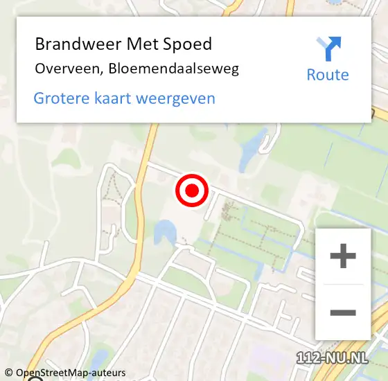 Locatie op kaart van de 112 melding: Brandweer Met Spoed Naar Overveen, Bloemendaalseweg op 8 april 2024 09:50