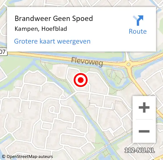 Locatie op kaart van de 112 melding: Brandweer Geen Spoed Naar Kampen, Hoefblad op 8 april 2024 10:05