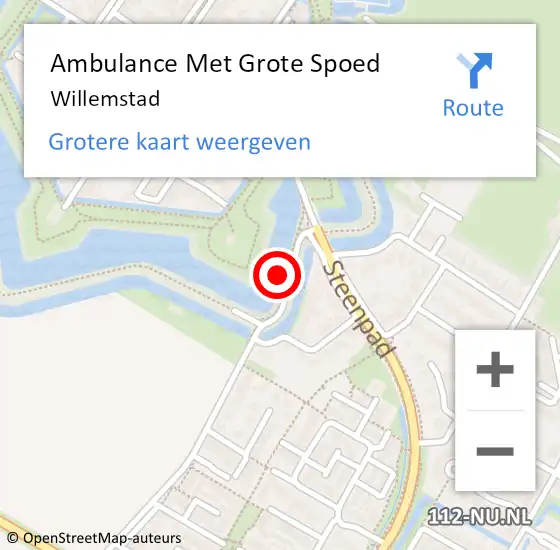 Locatie op kaart van de 112 melding: Ambulance Met Grote Spoed Naar Willemstad op 8 april 2024 10:32