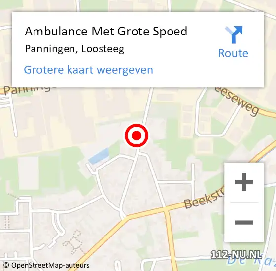 Locatie op kaart van de 112 melding: Ambulance Met Grote Spoed Naar Panningen, Loosteeg op 8 april 2024 10:49