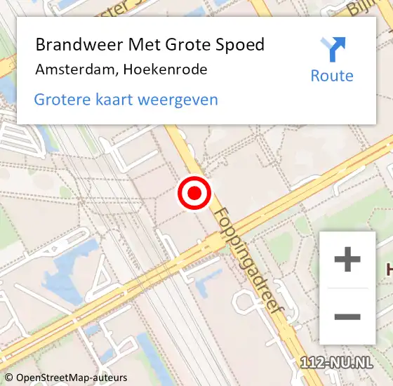 Locatie op kaart van de 112 melding: Brandweer Met Grote Spoed Naar Amsterdam, Hoekenrode op 8 april 2024 11:02
