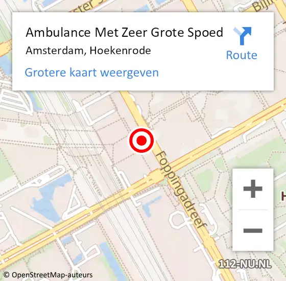 Locatie op kaart van de 112 melding: Ambulance Met Zeer Grote Spoed Naar Amsterdam, Hoekenrode op 8 april 2024 11:03