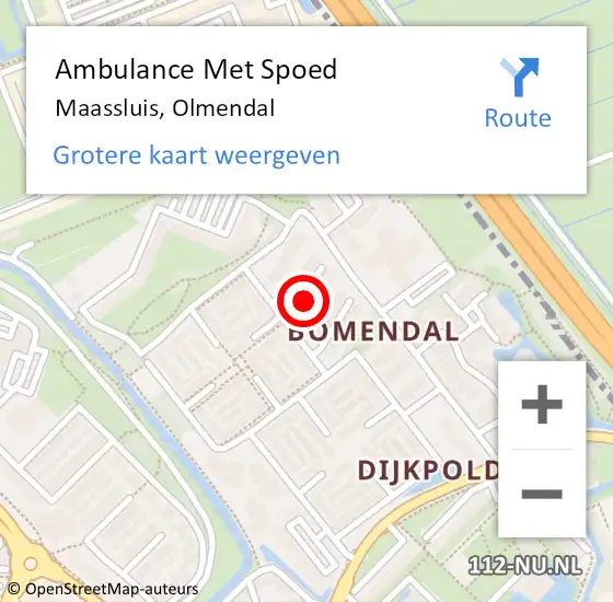 Locatie op kaart van de 112 melding: Ambulance Met Spoed Naar Maassluis, Olmendal op 8 april 2024 11:17