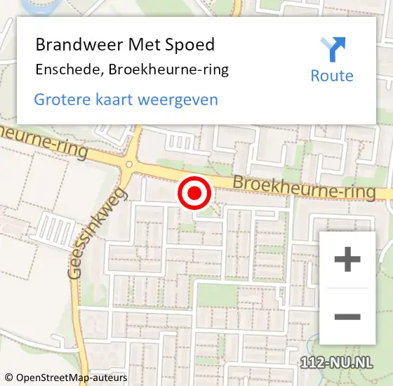 Locatie op kaart van de 112 melding: Brandweer Met Spoed Naar Enschede, Broekheurne-ring op 8 april 2024 11:18