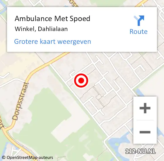 Locatie op kaart van de 112 melding: Ambulance Met Spoed Naar Winkel, Dahlialaan op 8 april 2024 11:26