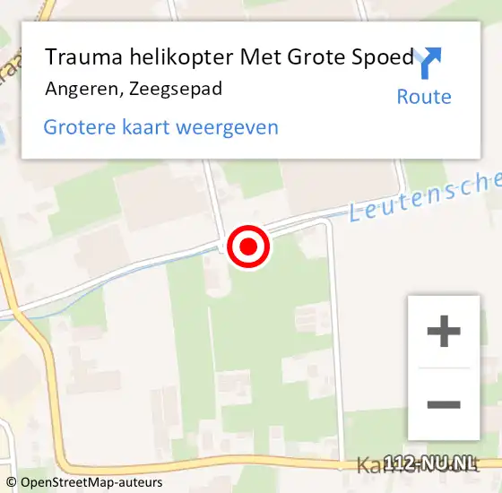Locatie op kaart van de 112 melding: Trauma helikopter Met Grote Spoed Naar Angeren, Zeegsepad op 8 april 2024 11:51