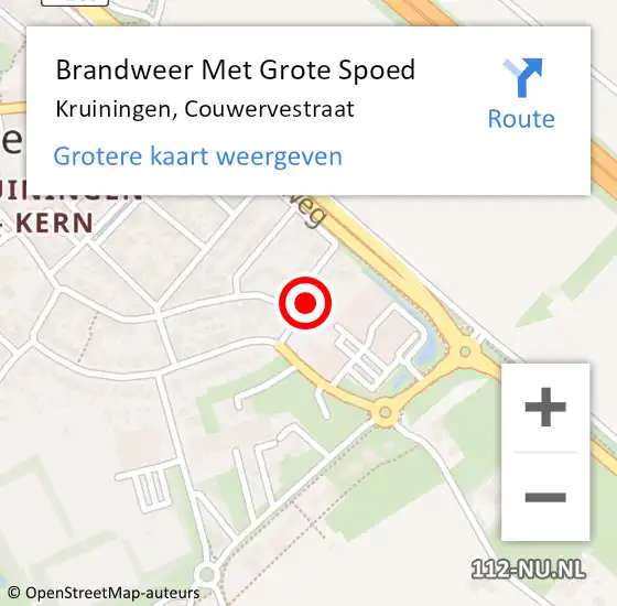 Locatie op kaart van de 112 melding: Brandweer Met Grote Spoed Naar Kruiningen, Couwervestraat op 8 april 2024 11:58