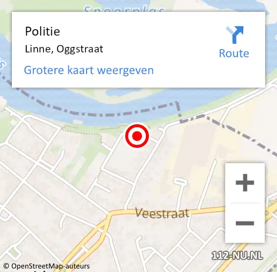Locatie op kaart van de 112 melding: Politie Linne, Oggstraat op 8 april 2024 12:08