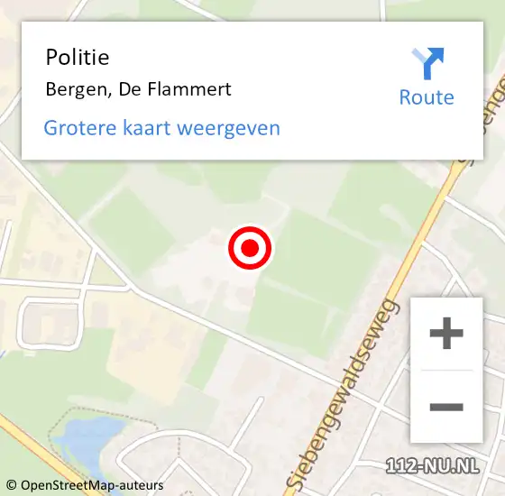 Locatie op kaart van de 112 melding: Politie Bergen, De Flammert op 8 april 2024 12:14