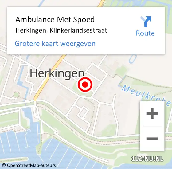 Locatie op kaart van de 112 melding: Ambulance Met Spoed Naar Herkingen, Klinkerlandsestraat op 8 april 2024 12:24