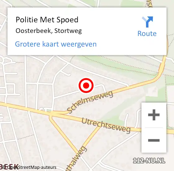 Locatie op kaart van de 112 melding: Politie Met Spoed Naar Oosterbeek, Stortweg op 8 april 2024 12:39