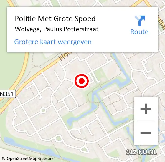 Locatie op kaart van de 112 melding: Politie Met Grote Spoed Naar Wolvega, Paulus Potterstraat op 8 april 2024 12:46