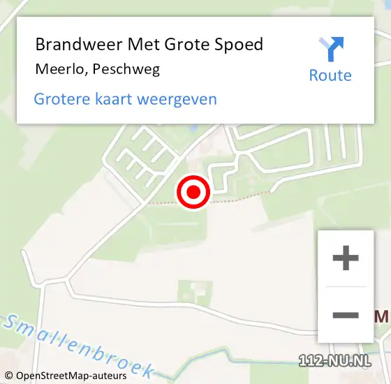 Locatie op kaart van de 112 melding: Brandweer Met Grote Spoed Naar Meerlo, Peschweg op 8 april 2024 13:02