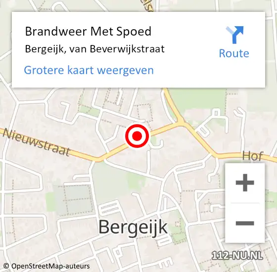 Locatie op kaart van de 112 melding: Brandweer Met Spoed Naar Bergeijk, van Beverwijkstraat op 8 april 2024 13:11