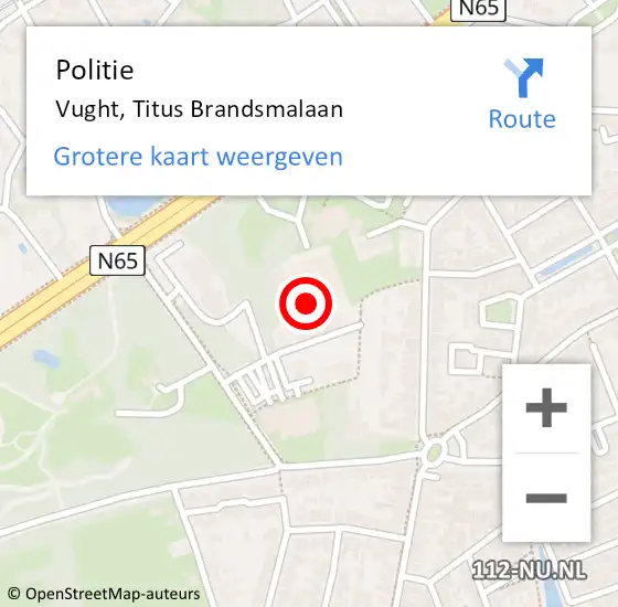 Locatie op kaart van de 112 melding: Politie Vught, Titus Brandsmalaan op 8 april 2024 13:22