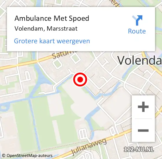 Locatie op kaart van de 112 melding: Ambulance Met Spoed Naar Volendam, Marsstraat op 8 april 2024 13:30