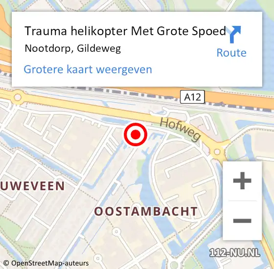 Locatie op kaart van de 112 melding: Trauma helikopter Met Grote Spoed Naar Nootdorp, Gildeweg op 8 april 2024 13:32