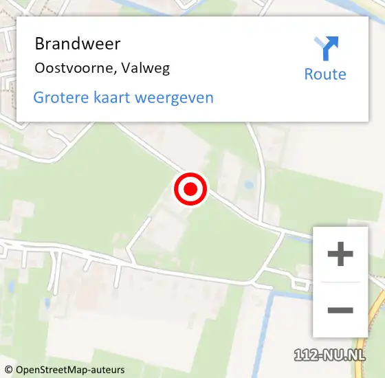 Locatie op kaart van de 112 melding: Brandweer Oostvoorne, Valweg op 8 april 2024 13:33
