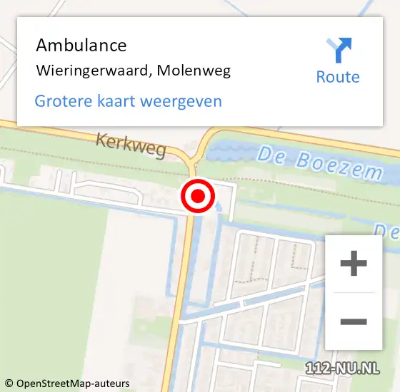 Locatie op kaart van de 112 melding: Ambulance Wieringerwaard, Molenweg op 8 april 2024 13:40