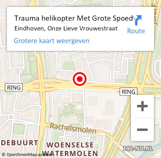 Locatie op kaart van de 112 melding: Trauma helikopter Met Grote Spoed Naar Eindhoven, Onze Lieve Vrouwestraat op 8 april 2024 13:52