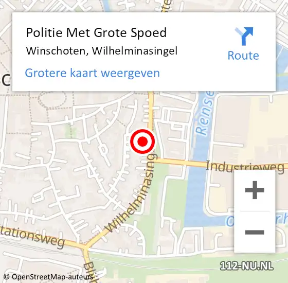Locatie op kaart van de 112 melding: Politie Met Grote Spoed Naar Winschoten, Wilhelminasingel op 8 april 2024 13:59