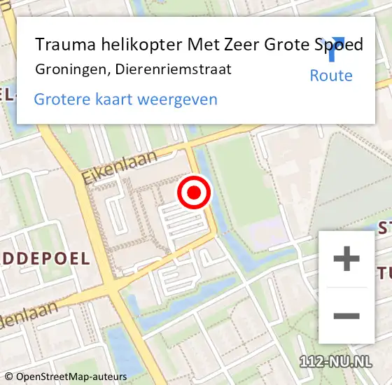 Locatie op kaart van de 112 melding: Trauma helikopter Met Zeer Grote Spoed Naar Groningen, Dierenriemstraat op 8 april 2024 14:28