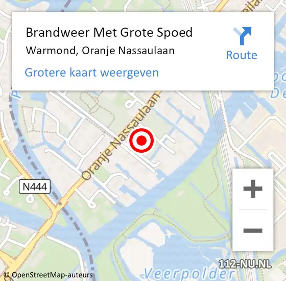 Locatie op kaart van de 112 melding: Brandweer Met Grote Spoed Naar Warmond, Oranje Nassaulaan op 8 april 2024 14:56