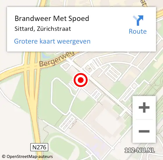 Locatie op kaart van de 112 melding: Brandweer Met Spoed Naar Sittard, Zürichstraat op 8 april 2024 14:58