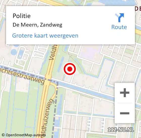 Locatie op kaart van de 112 melding: Politie De Meern, Zandweg op 8 april 2024 15:05