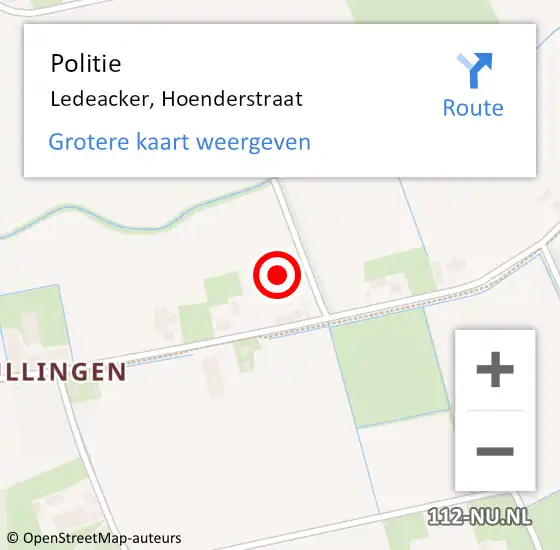 Locatie op kaart van de 112 melding: Politie Ledeacker, Hoenderstraat op 8 april 2024 15:24