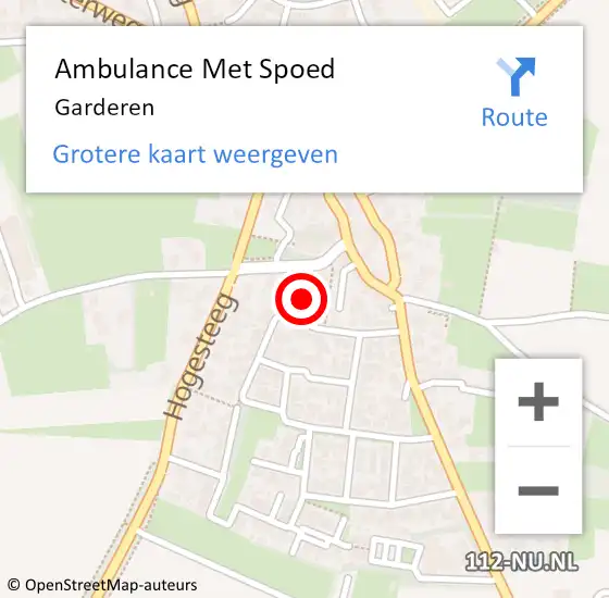 Locatie op kaart van de 112 melding: Ambulance Met Spoed Naar Garderen op 8 april 2024 15:26